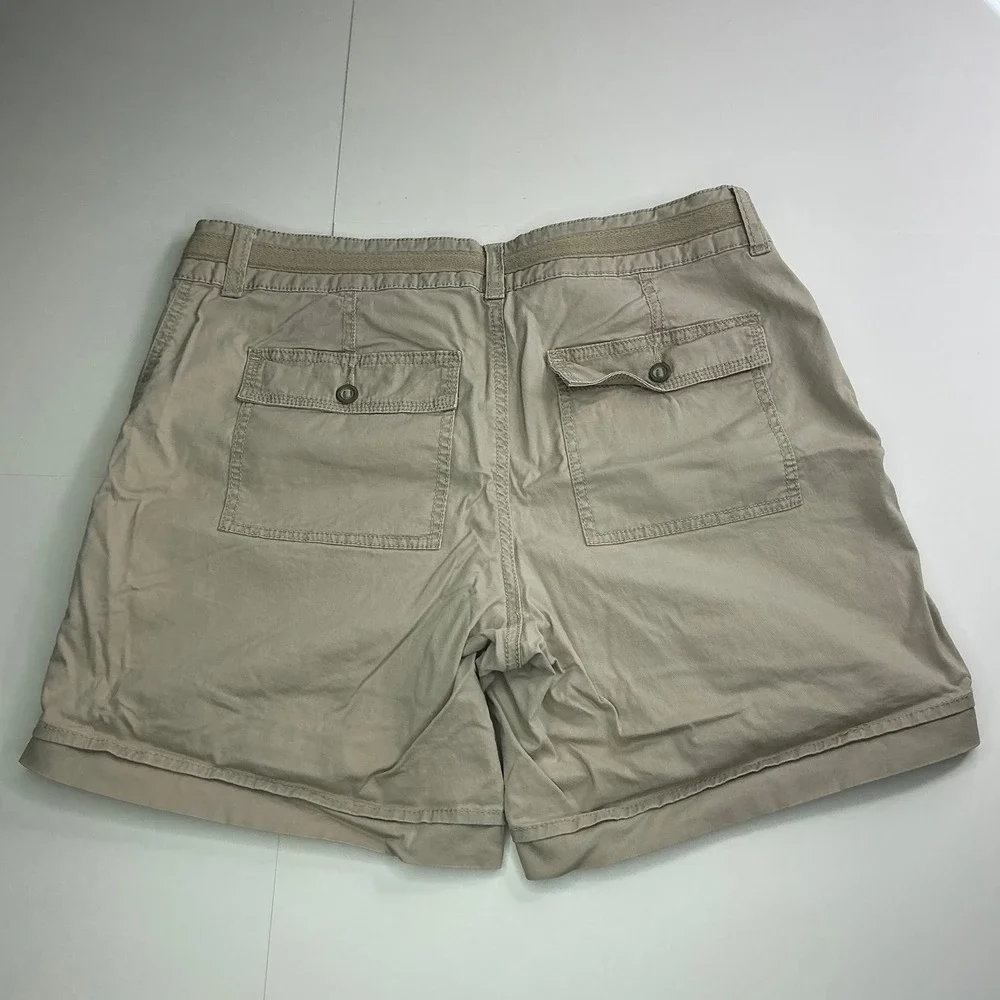 Sonoma Khaki Utility Cargo Shorts Womens 10 Tan Drawstring Cotton Blend